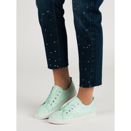 Kylie Zapatillas de menta atadas con una cinta verde 6