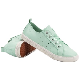 Kylie Zapatillas de menta atadas con una cinta verde 4