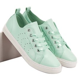 Kylie Zapatillas de menta atadas con una cinta verde 5