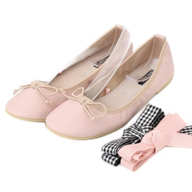 Bailarinas con cinta doble 1193 Rosa rosado 1