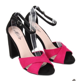 Sandalias negras en el poste 369-34 Fucsia negro rosado 1