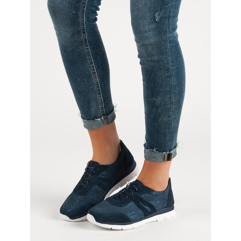 Filippo Zapatos deportivos de cuero azul marino 2