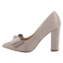 Seastar Zapatos de tacón de ante con lazo gris 4