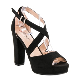 Seastar Sandalias de gamuza en la plataforma negro 6