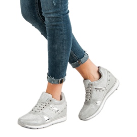 Cm Paris Zapatillas plateadas con pedrería gris 2