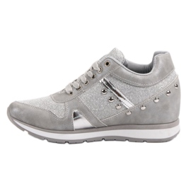 Cm Paris Zapatillas plateadas con pedrería gris 6