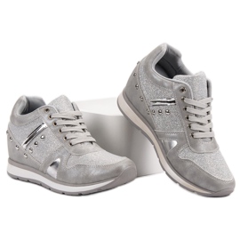 Cm Paris Zapatillas plateadas con pedrería gris 3