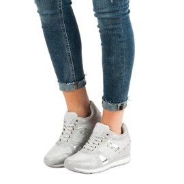 Cm Paris Zapatillas plateadas con pedrería gris 1