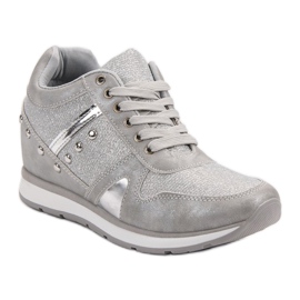 Cm Paris Zapatillas plateadas con pedrería gris 5