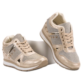 Cm Paris Zapatillas doradas con pedrería dorado 7