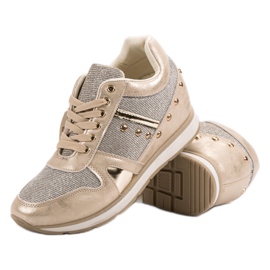 Cm Paris Zapatillas doradas con pedrería dorado 6