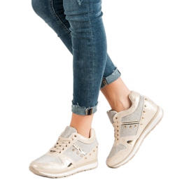 Cm Paris Zapatillas doradas con pedrería dorado 3