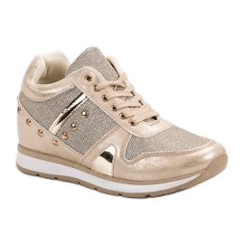 Cm Paris Zapatillas doradas con pedrería dorado 4