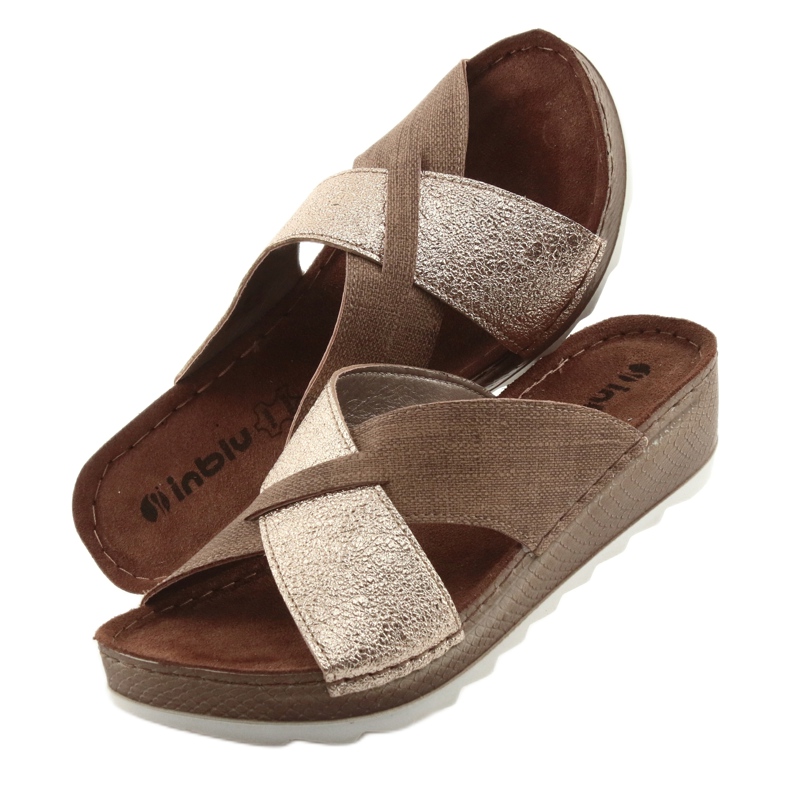 Pantuflas KOMFORT INBLU GX006 marrón / dorado beige 5