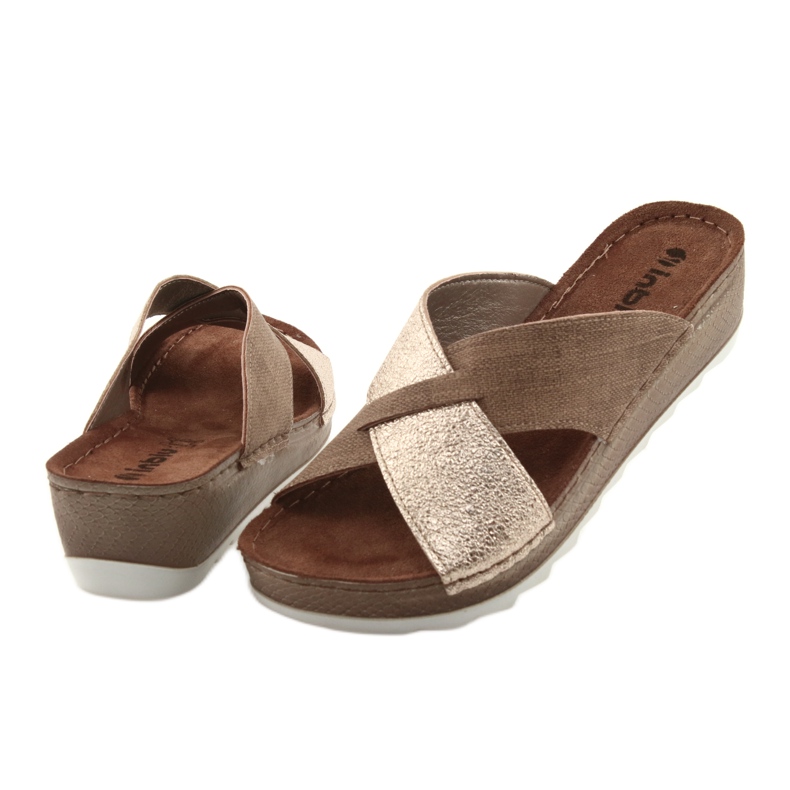 Pantuflas KOMFORT INBLU GX006 marrón / dorado beige 4