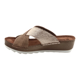 Pantuflas KOMFORT INBLU GX006 marrón / dorado beige 2