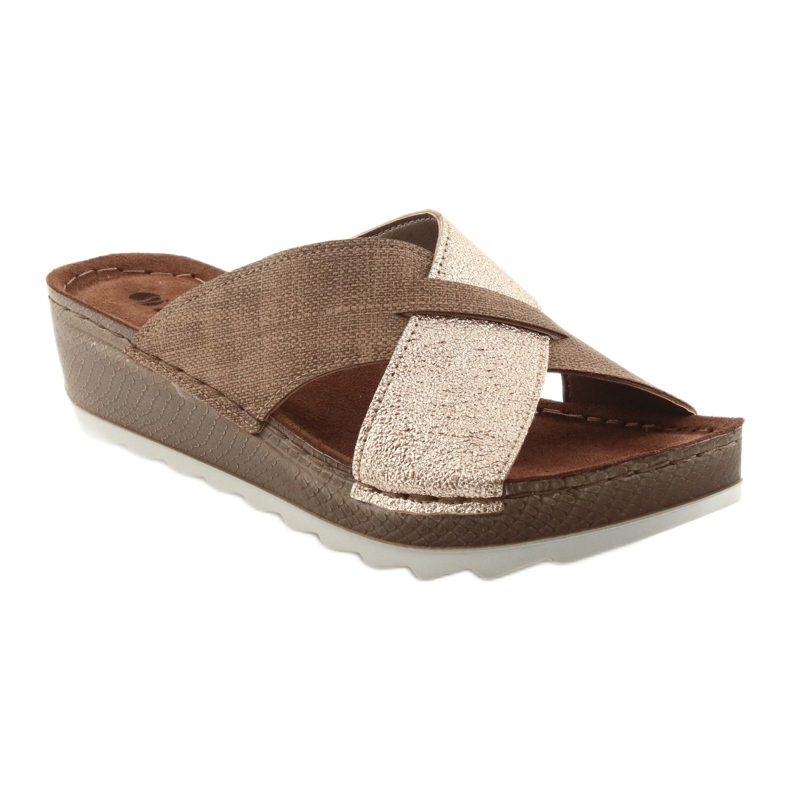 Pantuflas KOMFORT INBLU GX006 marrón / dorado beige 1