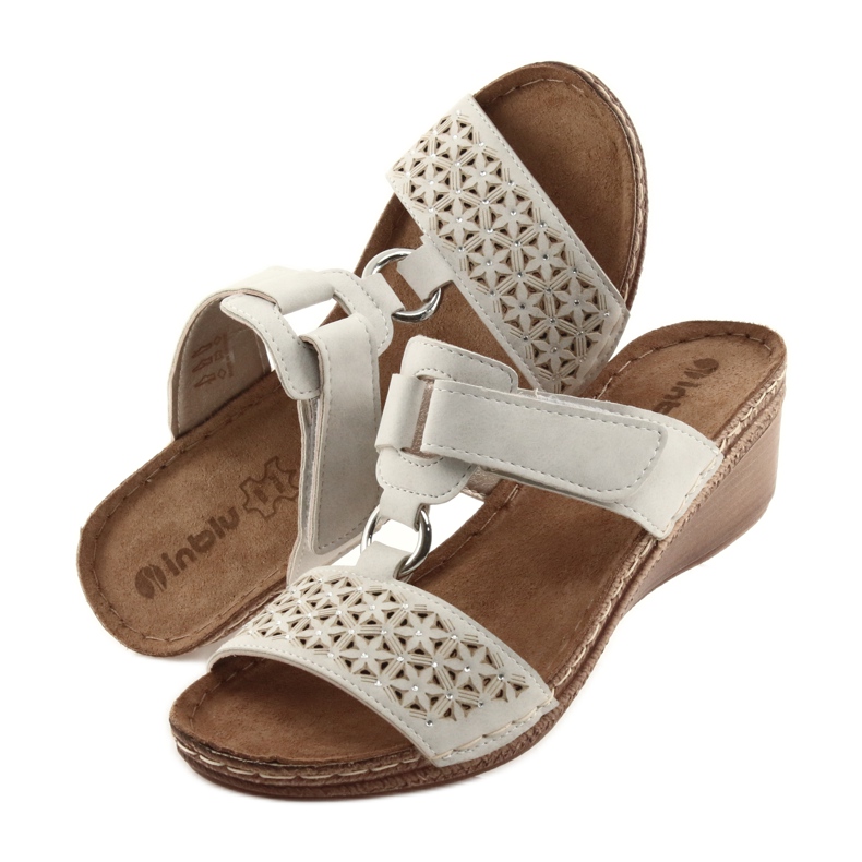 Pantuflas velcro lentejuelas beige Inblu NA03 5