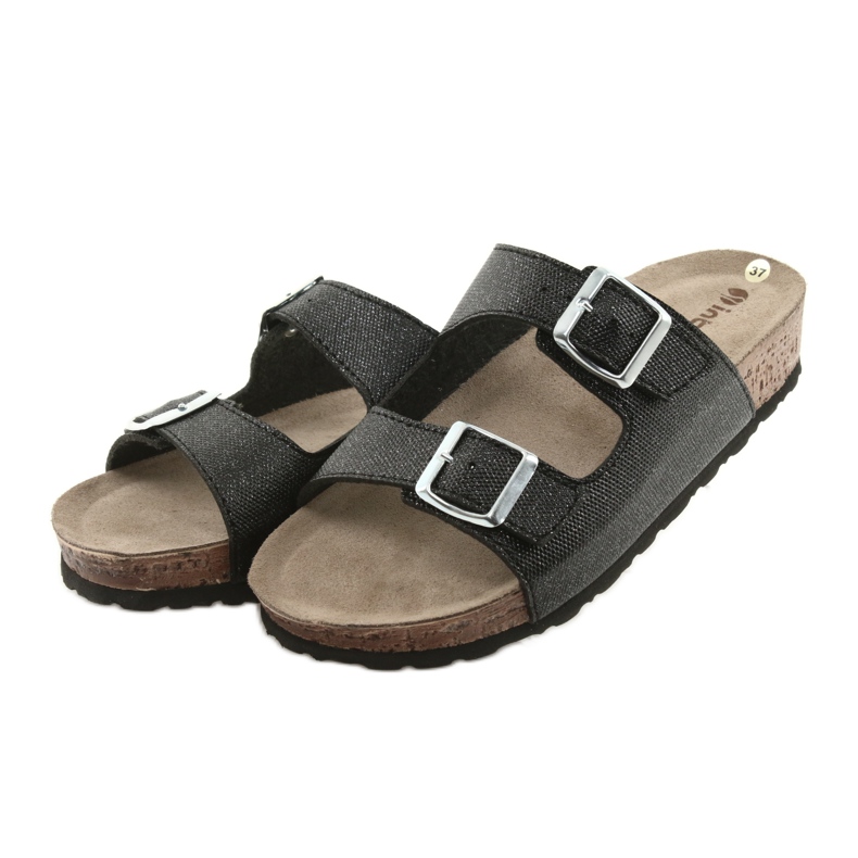 Black Pantuflas de mujer Inblu NM013 negras con partículas plateadas negro 3