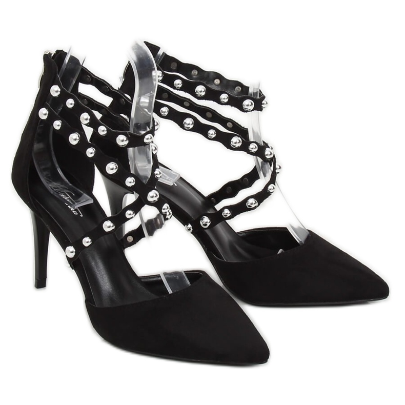 Negro B-50 Tacos negros con tachuelas 1