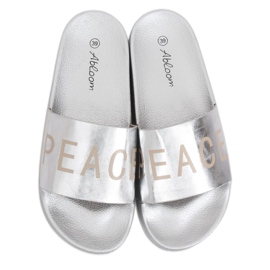 Pantuflas plateadas metalizadas WL169 Silver gris 2