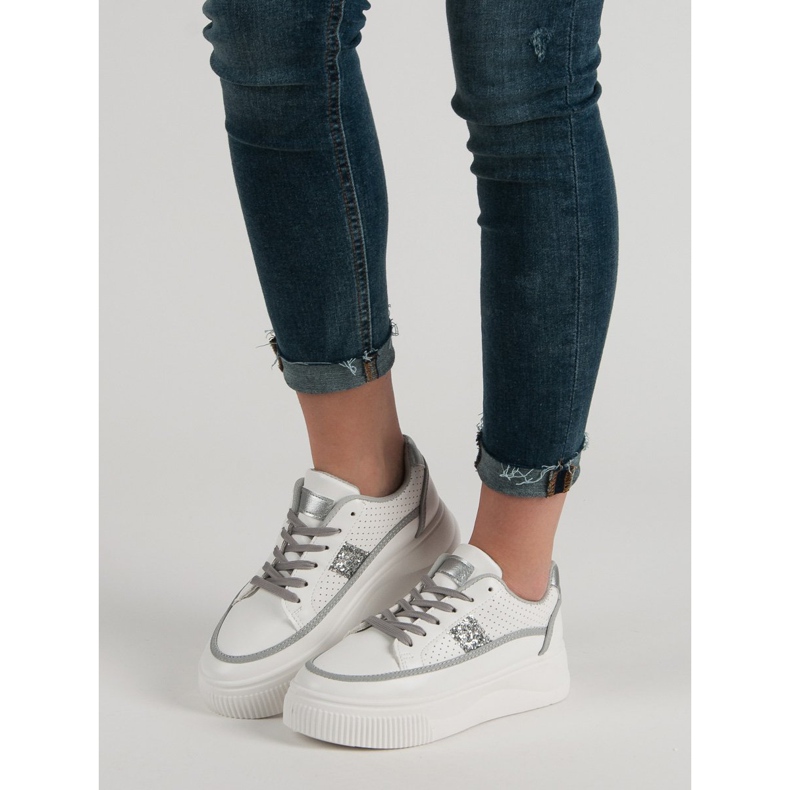 Creepers blancas con purpurina blanco 2 Creepers blancas con purpurina blanco 2