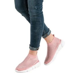 Calzado deportivo textil con cristales rosa 2