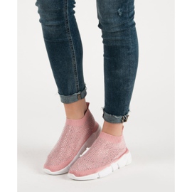 Calzado deportivo textil con cristales rosado 1 Calzado deportivo textil con cristales rosado 1