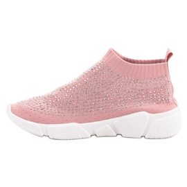 Calzado deportivo textil con cristales rosado 4