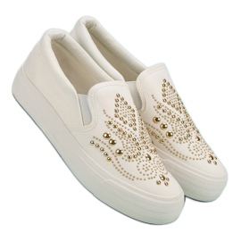 J. Star Slipons blancos con diamantes de imitación 6