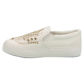 J. Star Slipons blancos con diamantes de imitación 4