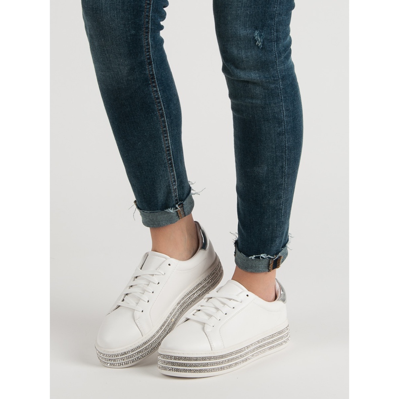 Calzado deportivo con cristales blanco 1