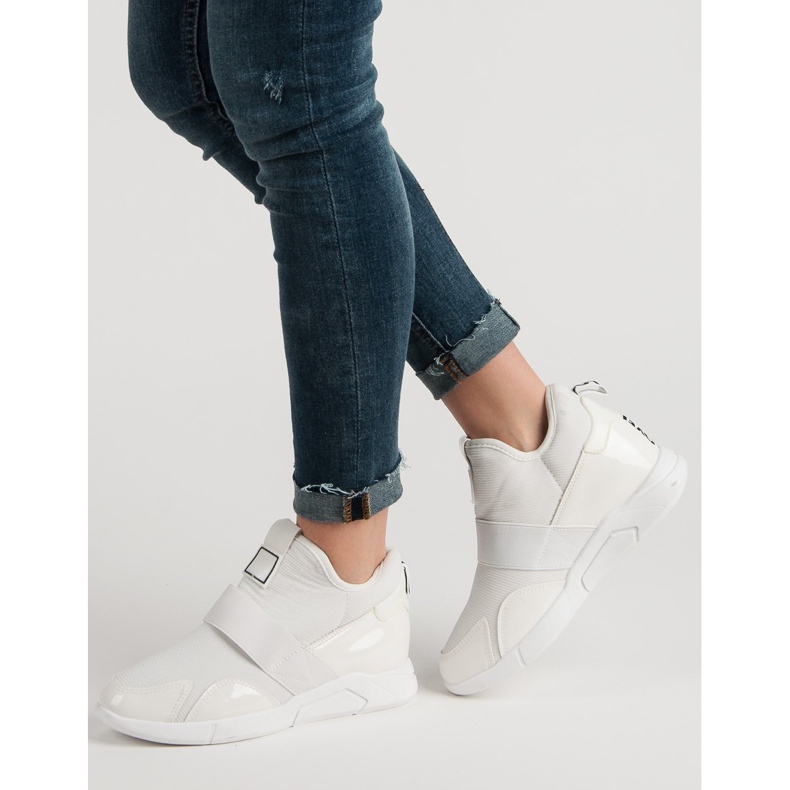 Zapatillas de cuña sin cordones blanco 1