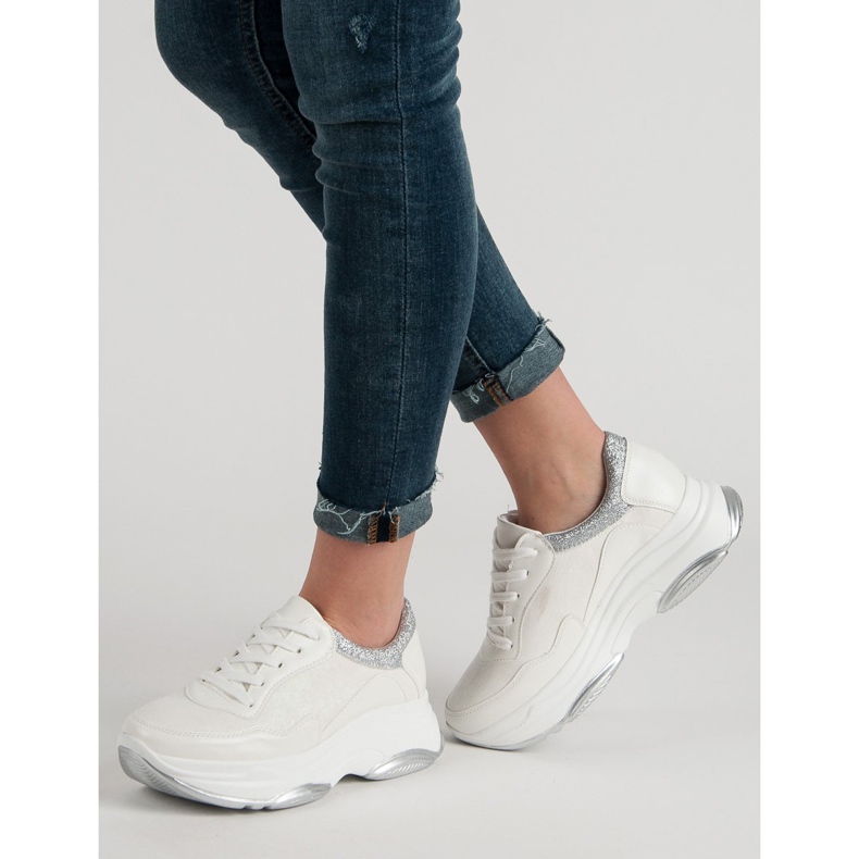 Weide Zapatillas blancas con purpurina blanco 1