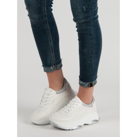 Weide Zapatillas blancas con purpurina blanco 5