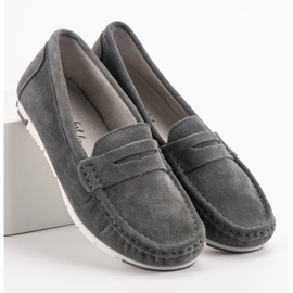 Filippo Mocasines de Cuero Gris 2