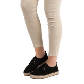 Ideal Shoes Alpargatas con cordones negro 3