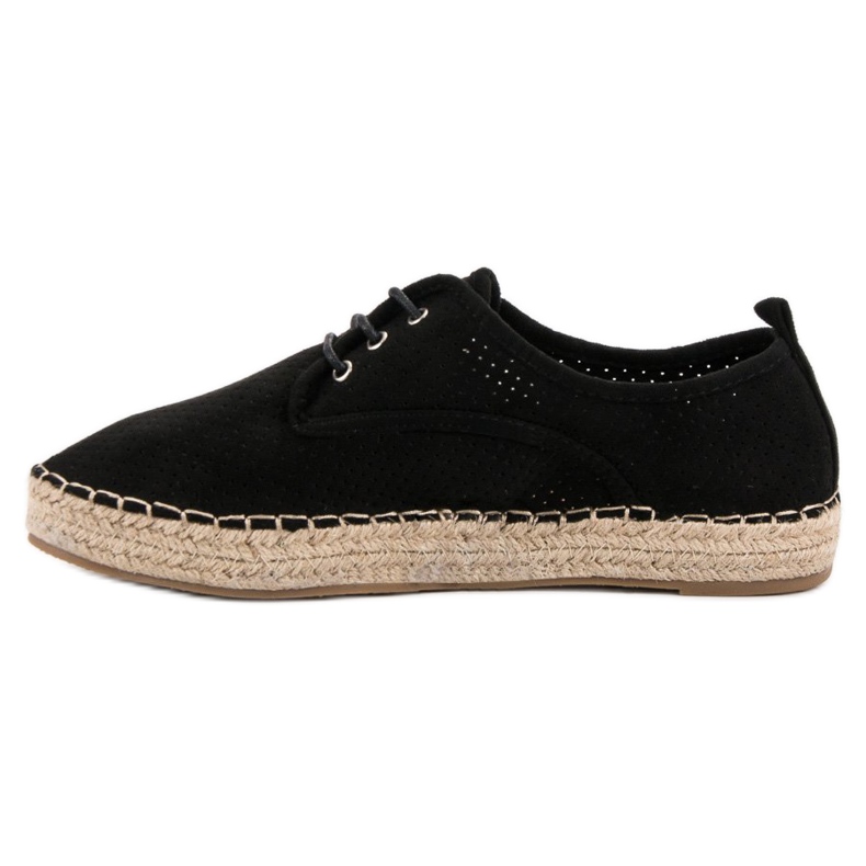 Ideal Shoes Alpargatas con cordones negro 1