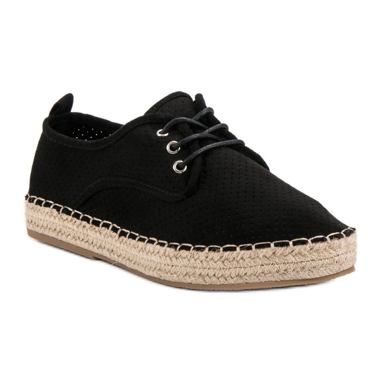Ideal Shoes Alpargatas con cordones negro 2