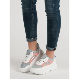 Zapatillas en la plataforma blanco gris rosado 4