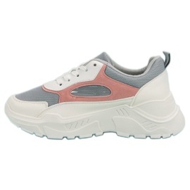 Zapatillas en la plataforma blanco gris rosa 1