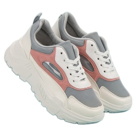 Zapatillas en la plataforma blanco gris rosado 3