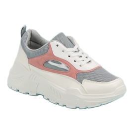 Zapatillas en la plataforma blanco gris rosado 6