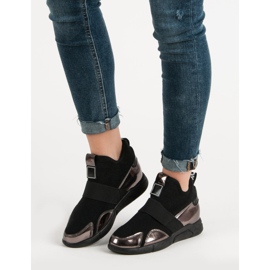 Zapatillas de cuña sin cordones negro 2
