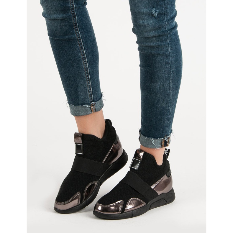 Zapatillas de cuña sin cordones negro 2 Zapatillas de cuña sin cordones negro 2