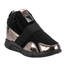 Zapatillas de cuña sin cordones negro 4