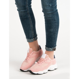 Calzado deportivo con cordones rosado 2