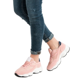 Calzado deportivo con cordones rosado 3