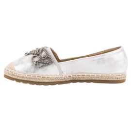 Ideal Shoes Alpargatas Plateadas Con Adornos gris 6