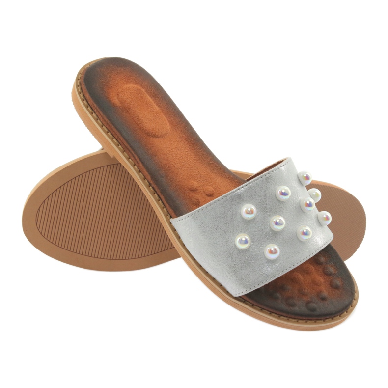 M.Daszyński Flip Flip -Flops 1837 decorado con perlas grises 4